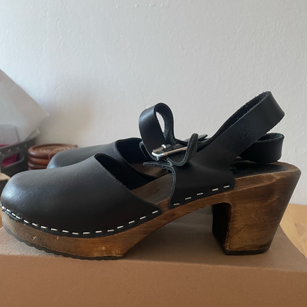 Lotta From Stockholm Black Leather Clog Mules
